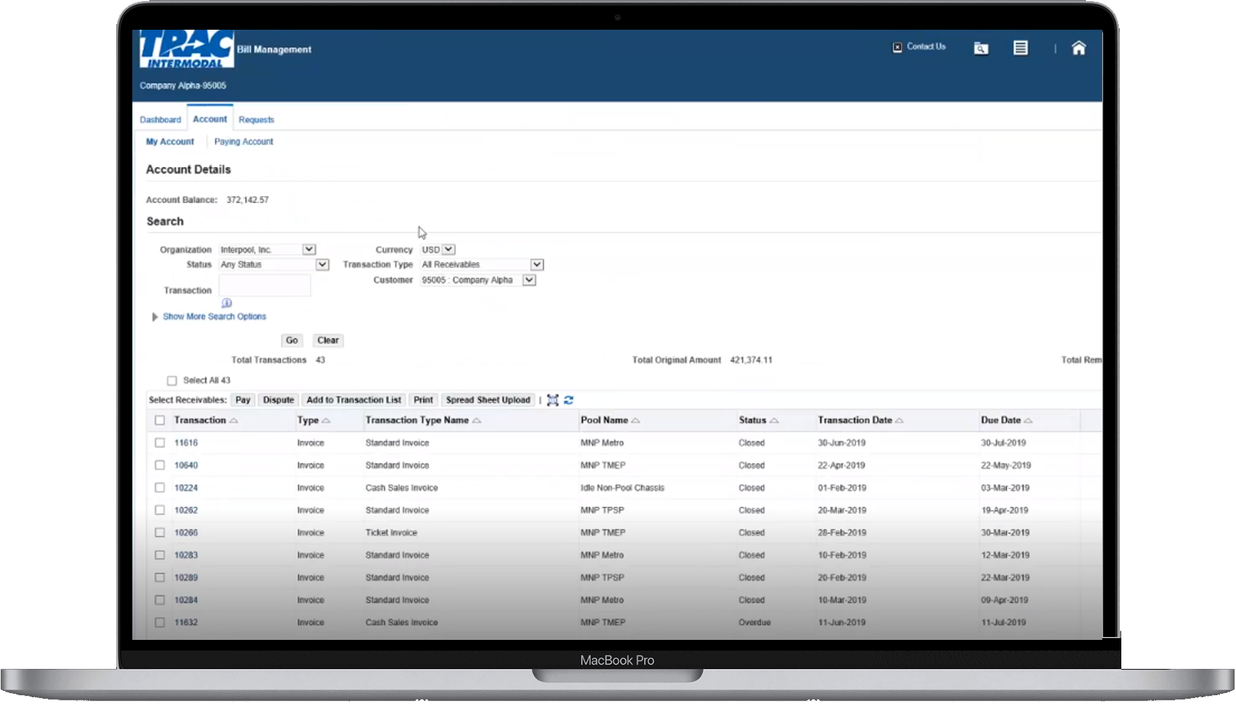 TRAC Intermodal Bill Management